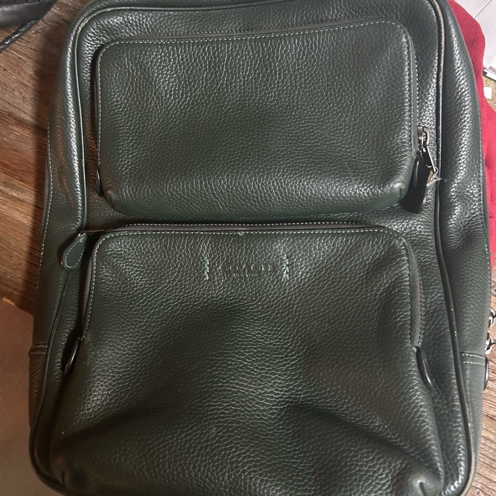 Coach Green Leather Backpack